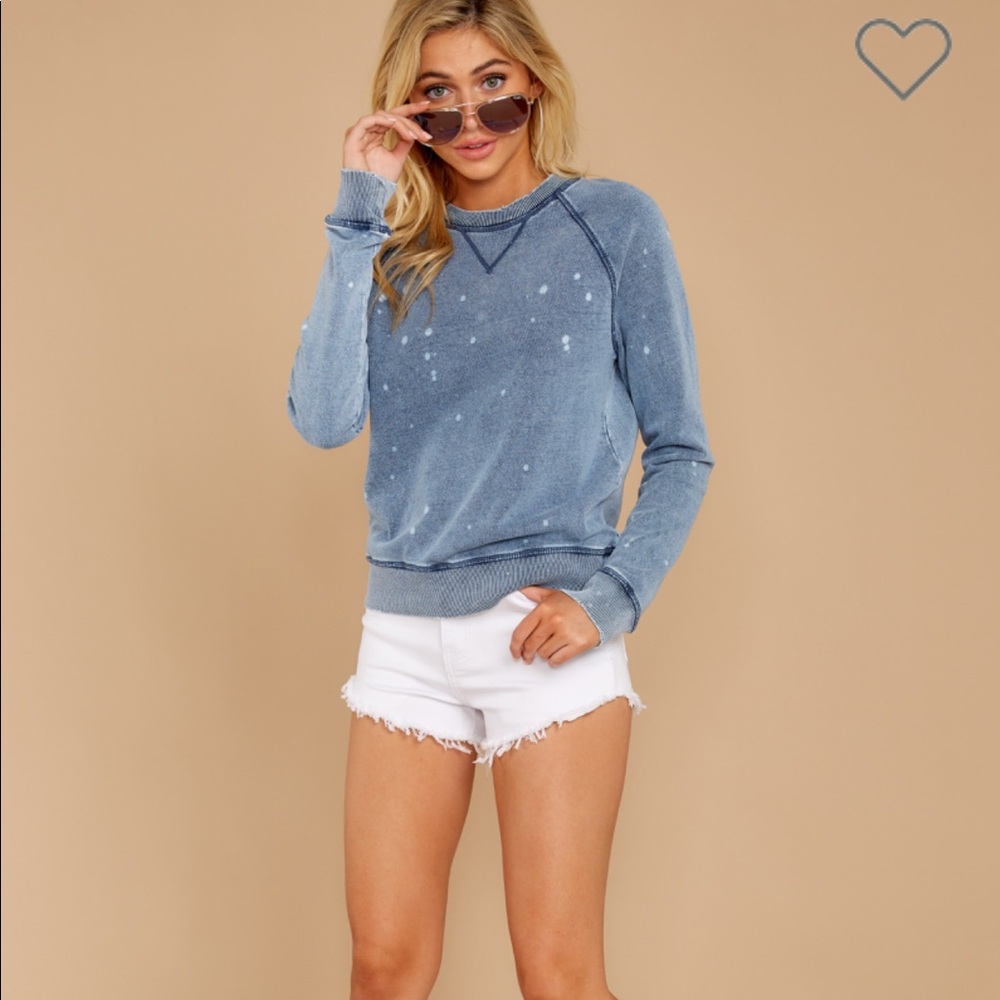 Z Supply Blue Sweatshirt with White Accents